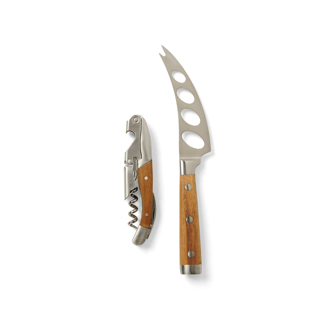 Arcadia Wood Table with cheese knife and bottle opener and carry bag